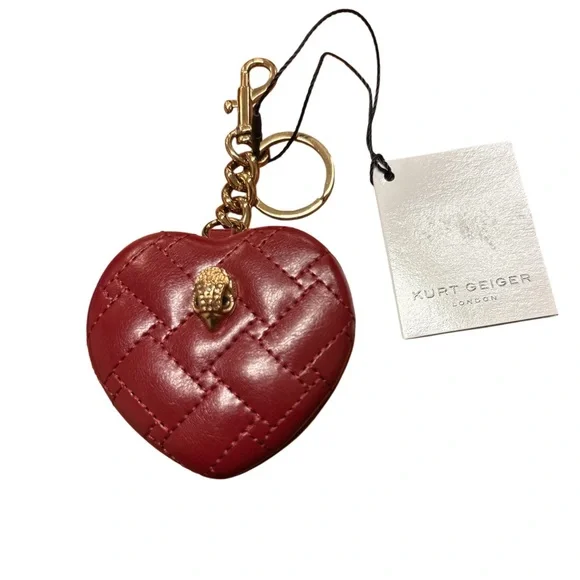 Kurt Geiger London Kensington Heart Mirror bag charm NWT - Picture 2 of 5